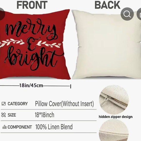 Christmas Pillowcases,17.7x17.7 Inch, Set Of 4, Pillow Inserts Not included B26 - Picture 2 of 4